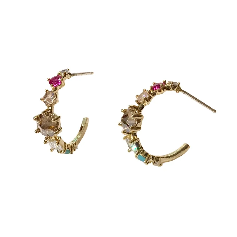 Best hoop earrings with gold-plated finishes for an affordable luxury vibe-Kerry Crystal Cluster Hoops