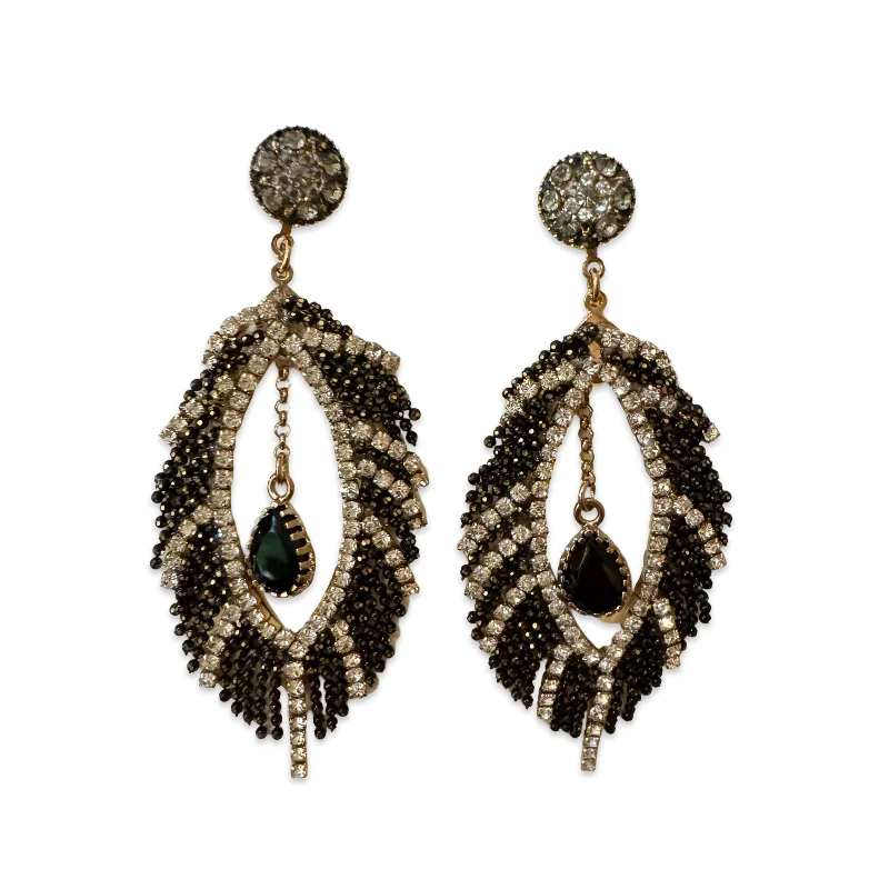 Best hoop earrings with enamel details for a colorful and modern look-Kory Sparkle Teardrop Tassel Earrings