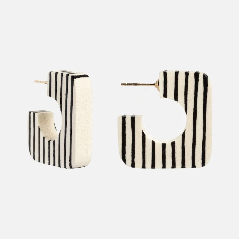 Hoop earrings with abstract shapes for an artistic and creative touch-Krasner Square Hoops