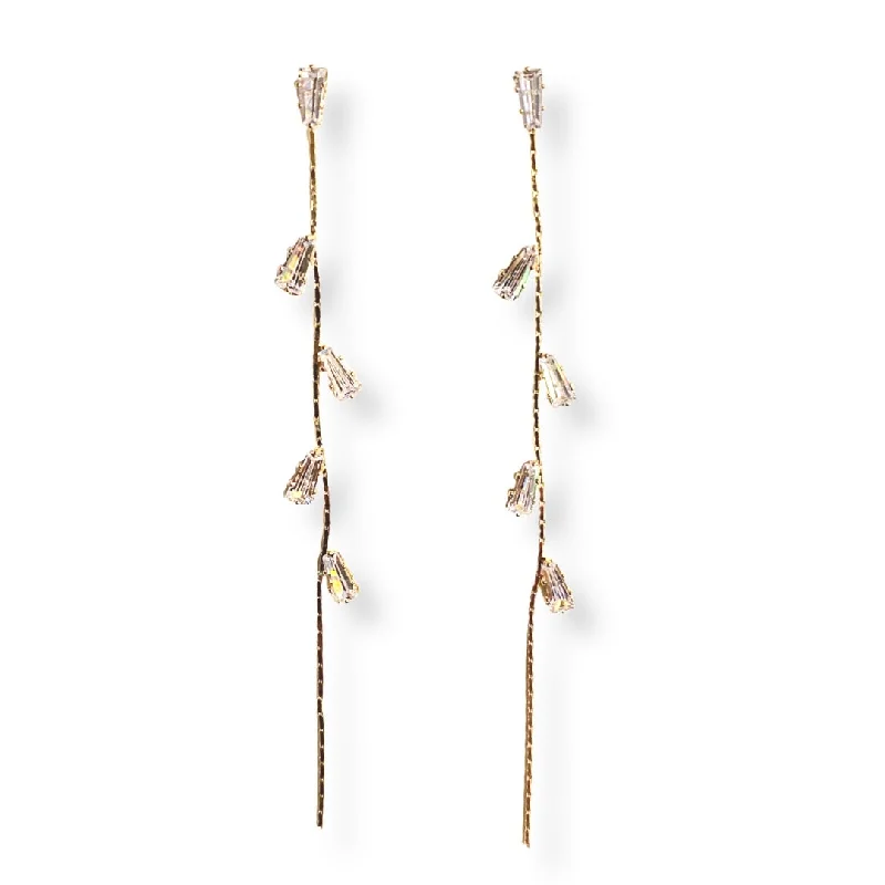 Stylish hoop earrings with diamond accents for an elegant and sparkling effect-Krista Baguette Minimal Earrings