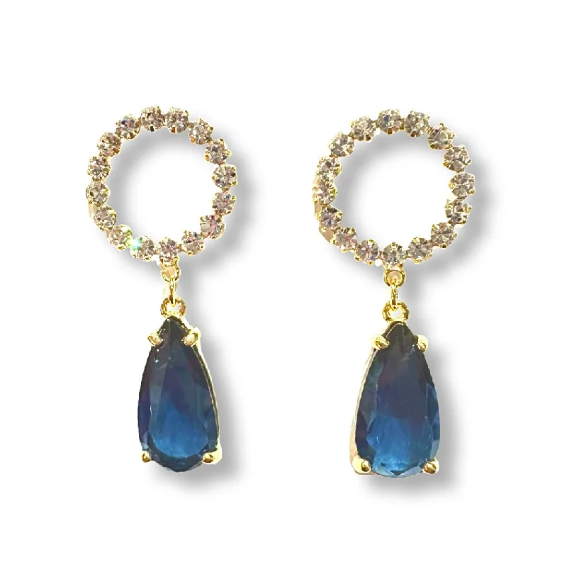 Hoop earrings with textured gold for a refined and sophisticated aesthetic-Krista Circle Teardrop Gemstone Statement Earrings