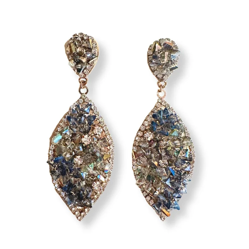 Best hoop earrings with multi-colored gemstones for a vibrant and lively touch-Krista Crystal Cluster Teardrop Statement Earrings