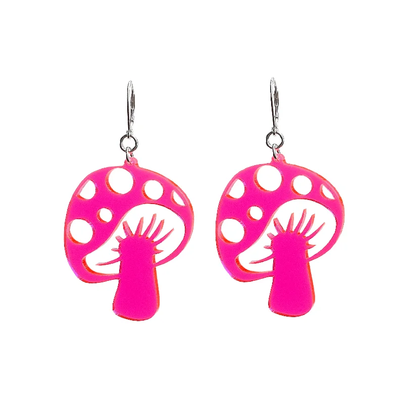 Hoop earrings with rhinestone-studded rims for a glamorous touch-Last Chance! Shroom to Glow - Large Mushroom Earrings