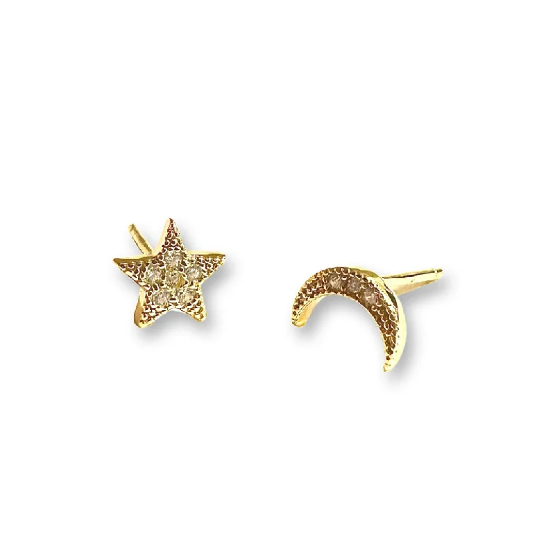 Best hoop earrings with gold for a luxurious and timeless look-Luna Sparkle Moon Star Studs