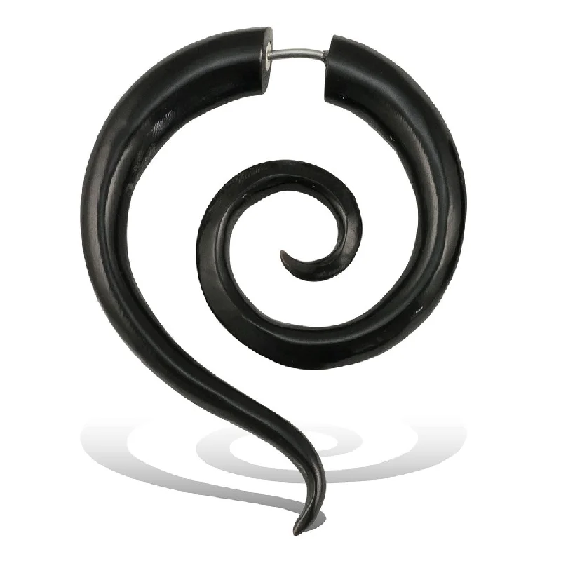 Hoop earrings with removable pendants for a versatile and customizable accessory-<span>EFH-849<span>: </span></span>Luna Spirals - Horn