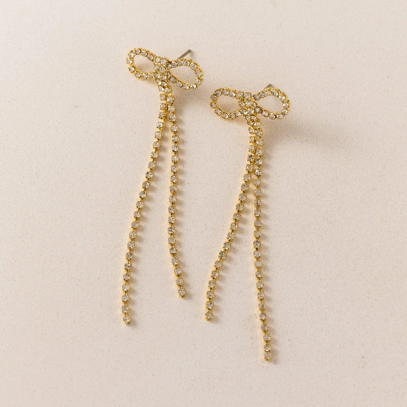 Hoop earrings with stacked layers for a bold and textured design-Luxe Bow Earrings Gold