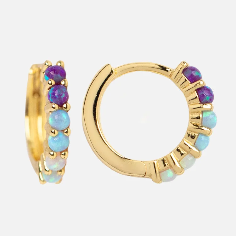 Hoop earrings with textured finishes for a vintage and classic style-Mini Opal Ombre Huggies