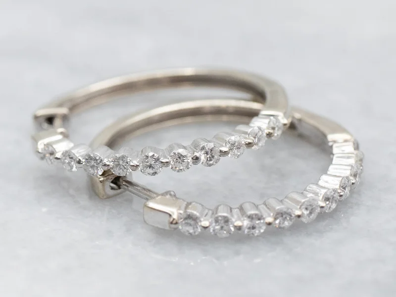 Small hoop earrings for a delicate and understated everyday wear-Modern White Gold Diamond Hoop Earrings