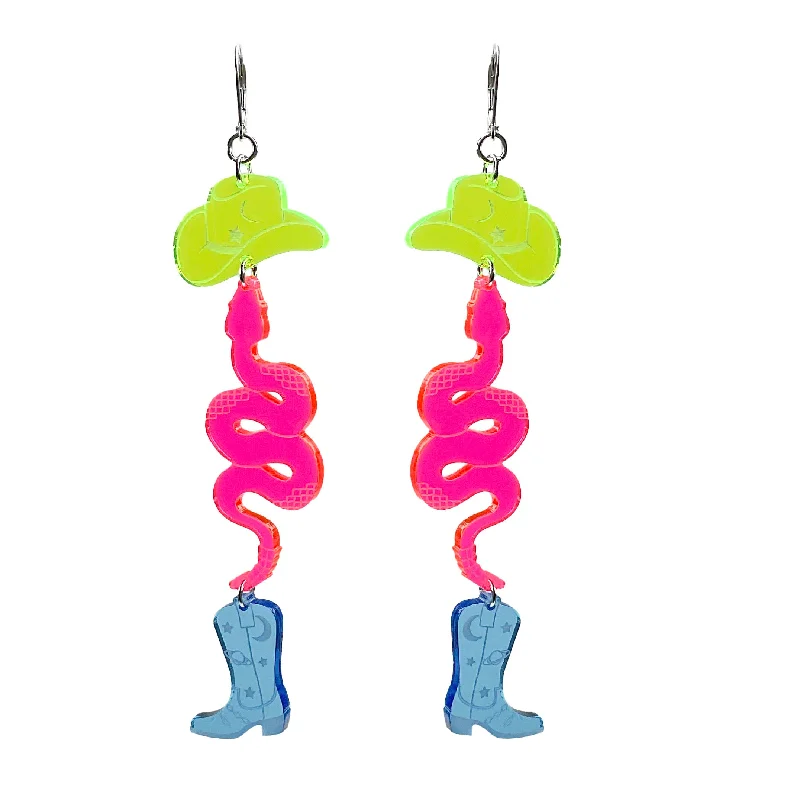 Best hoop earrings with smooth ceramic finishes for a polished, clean style-Neon Cowboy Earrings