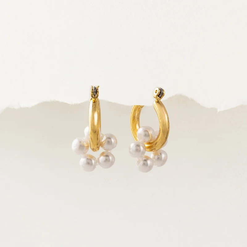 Best hoop earrings with detachable studs for a versatile and adjustable accessory-Neptune Pearl Cluster Hoop Earrings