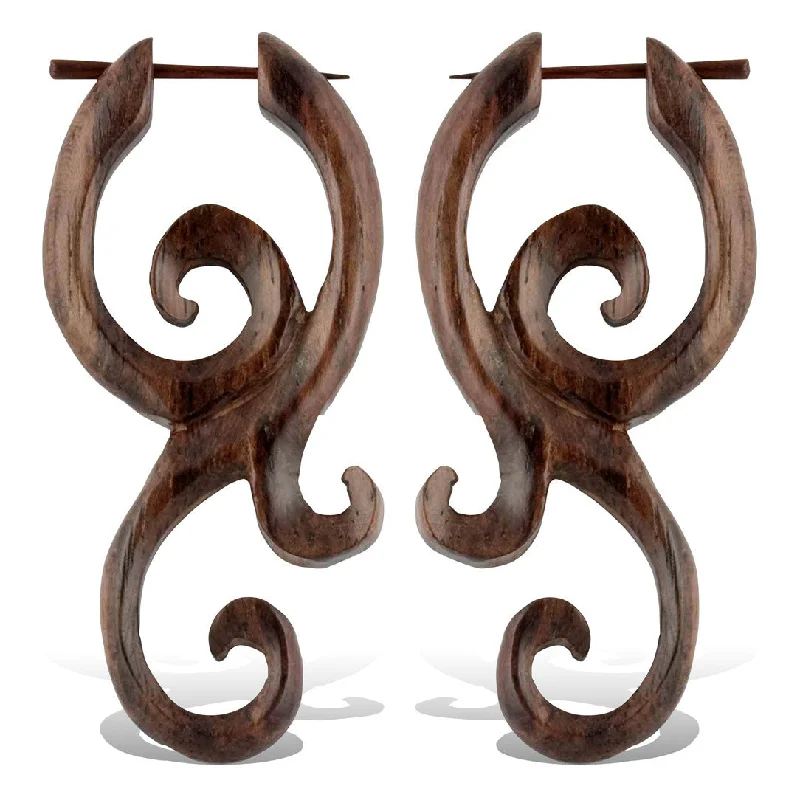 Best hoop earrings with blackened metal for an edgy and bold appearance-<span>ERW-752<span>: </span></span>Nilanu Curls - Wood