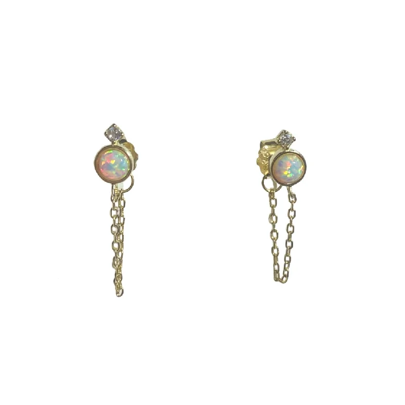 Best hoop earrings with cubic zirconia for a budget-friendly, dazzling look-Opaline White Opal Chain Studs