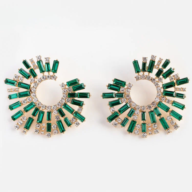 Best hoop earrings with matte finish for a sophisticated, understated design-Opulent Emerald Crystal Wrap Earrings