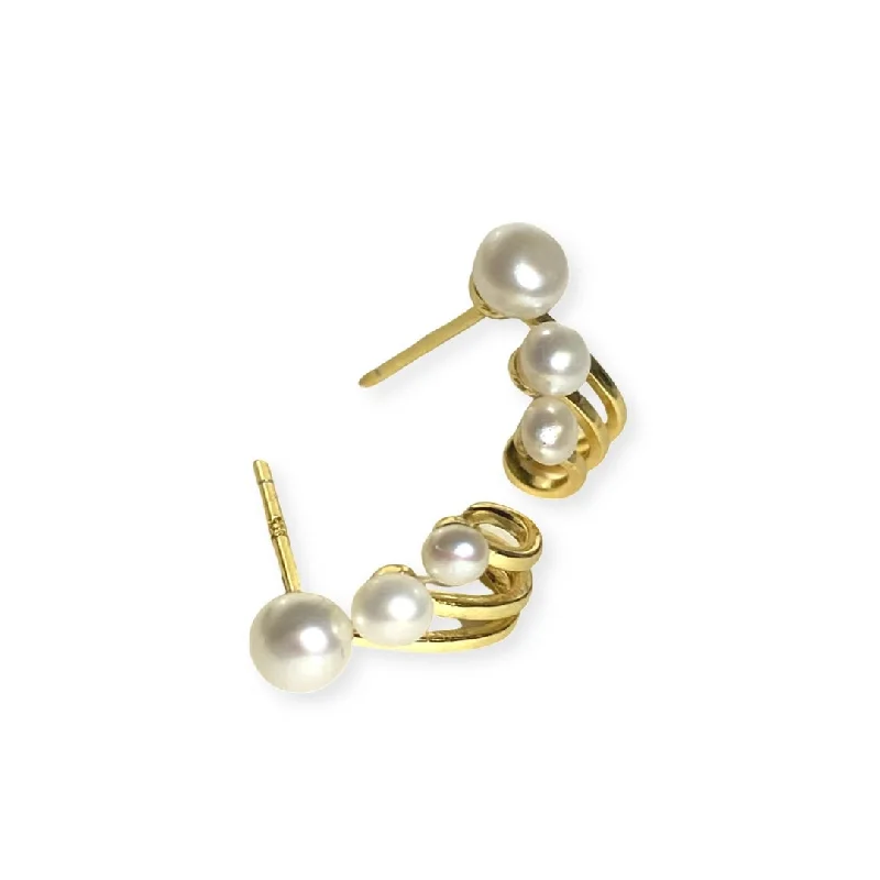 Best hoop earrings with oval shapes for a unique and elongated design-Pearl Huggie Hook Studs