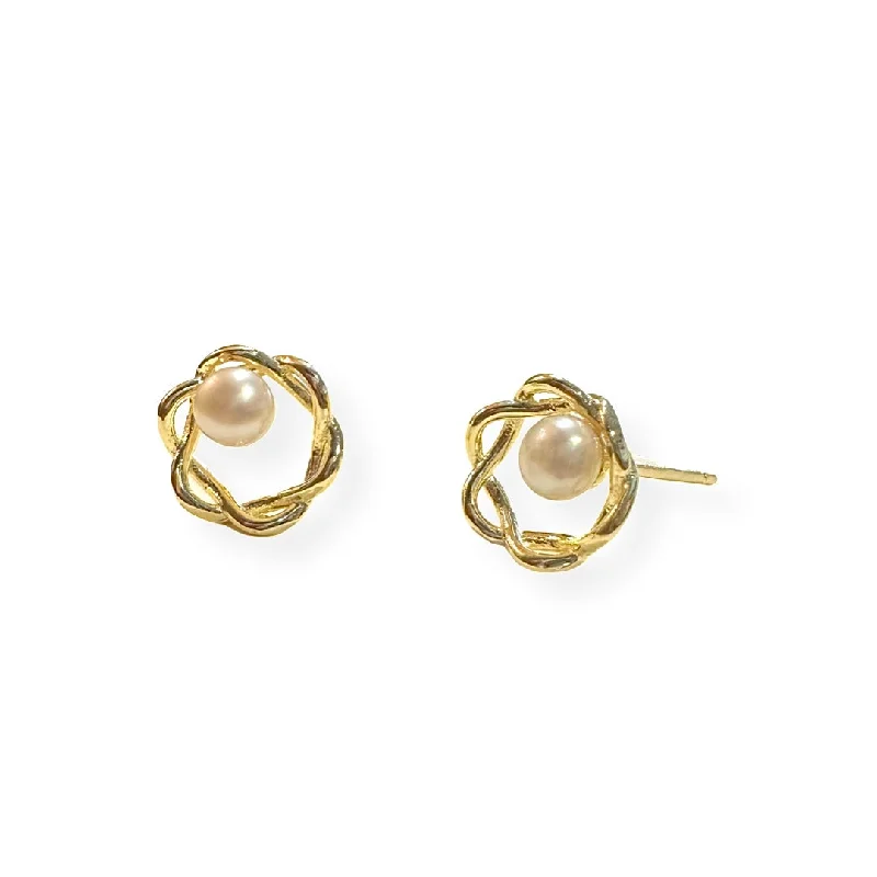 Best hoop earrings with intricate beaded details for a textured, stylish appearance-Pearl Twist Studs