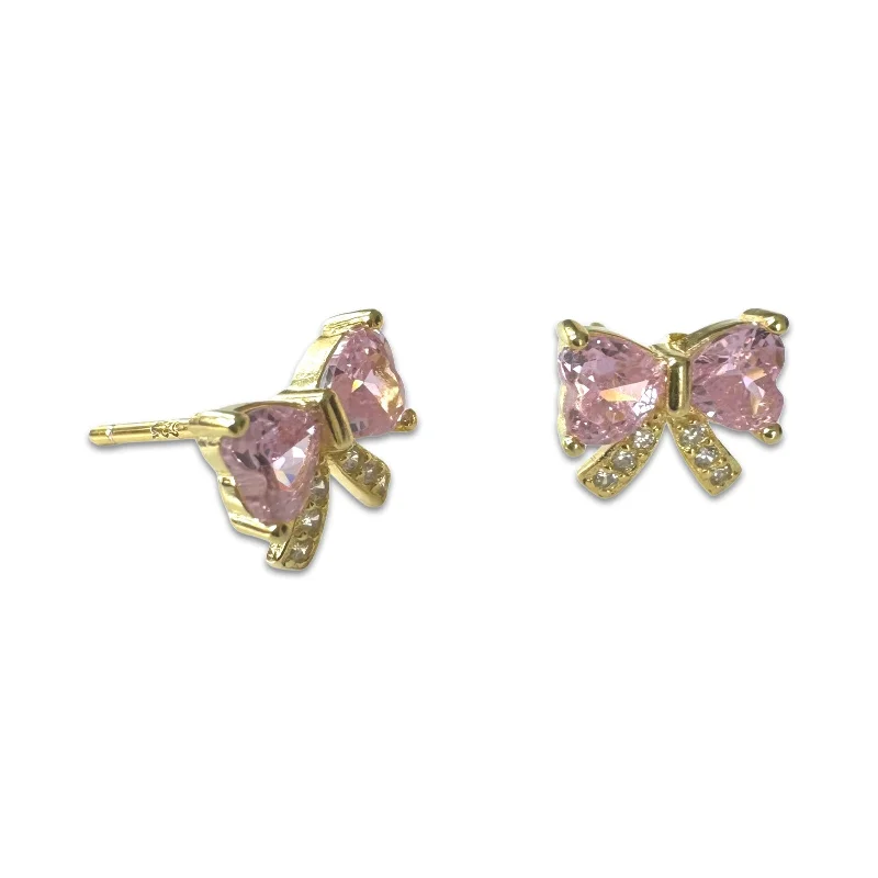 Best hoop earrings with snake chain details for a sleek and modern touch-Petite Sparkle Bow Studs