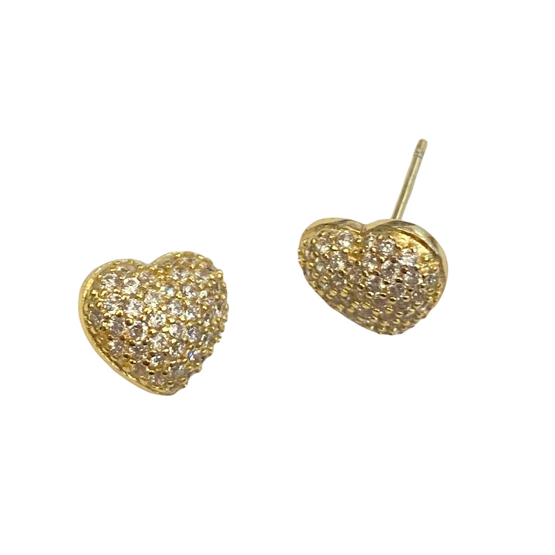 Best hoop earrings with lever-back closures for secure and easy wear-Amore Puffy Heart Studs