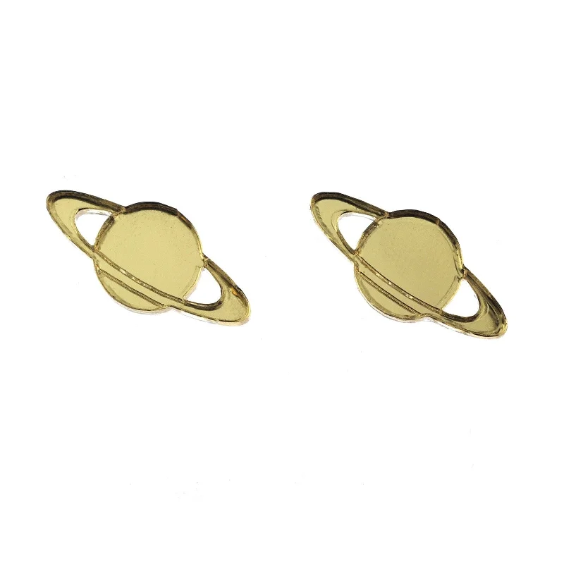 Hoop earrings with circle designs for a classic and timeless shape-Saturn Earrings in Mirror Gold