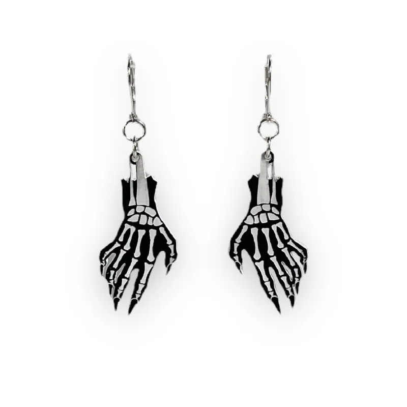 Hoop earrings with a matte finish for a sleek and sophisticated appearance-Last Chance! You Glow, Ghoul! Skeleton Hand Dangly Earrings - Glow in the Dark