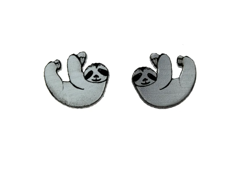 Best hoop earrings with snake chain details for a sleek and modern touch-Last Chance! Sloth Earrings in Silver/Black