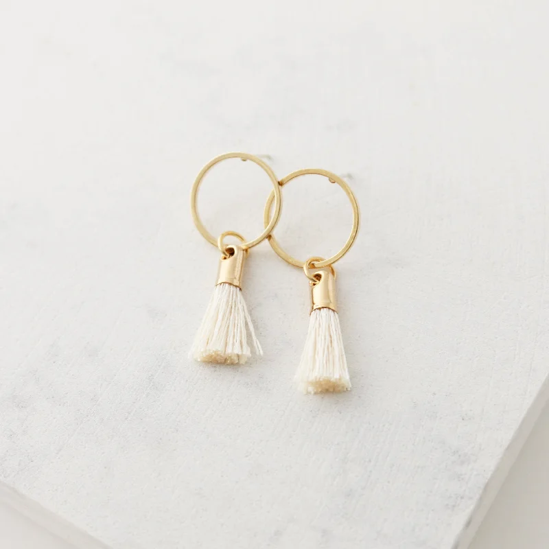 Hoop earrings with infinity loop designs for a continuous and eternal shape-Solar Tassel Earrings White