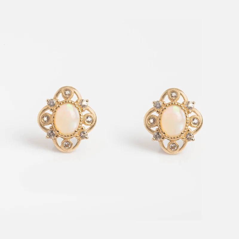 Best hoop earrings with matte finish for a sophisticated, understated design-Solid Gold 2024 October Capsule Opal Filigree Studs