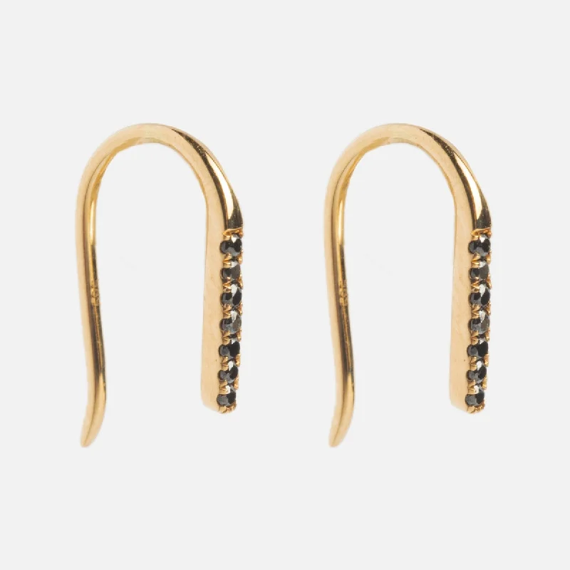 Best hoop earrings with Swarovski crystals for added sparkle and luxury-Solid Gold Black Diamond Open Ear Huggers