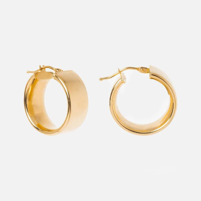 Hoop earrings with twisted metal designs for a dynamic and modern style-Solid Gold Flat Chunky Hollow Hoops