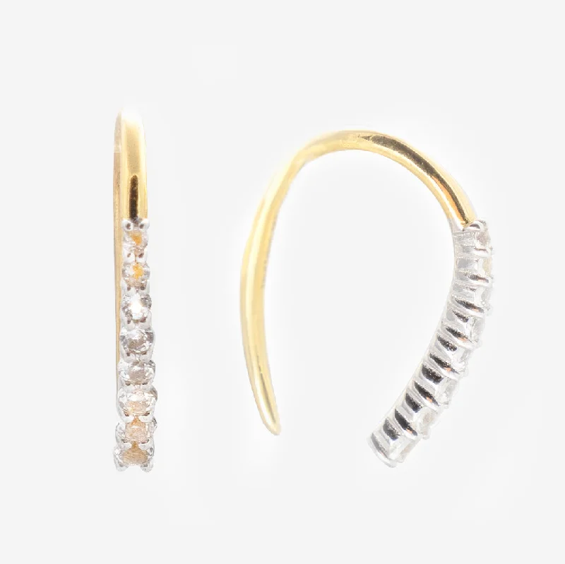 Best hoop earrings with cubic zirconia for a budget-friendly, dazzling look-Solid Gold Mixed Metal White Topaz Open Ear Huggers