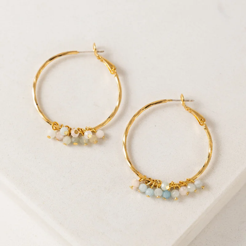 Hoop earrings with snake print designs for an edgy, wild appearance-Sorrento Gemstone Beaded Hoop Earrings Morganite