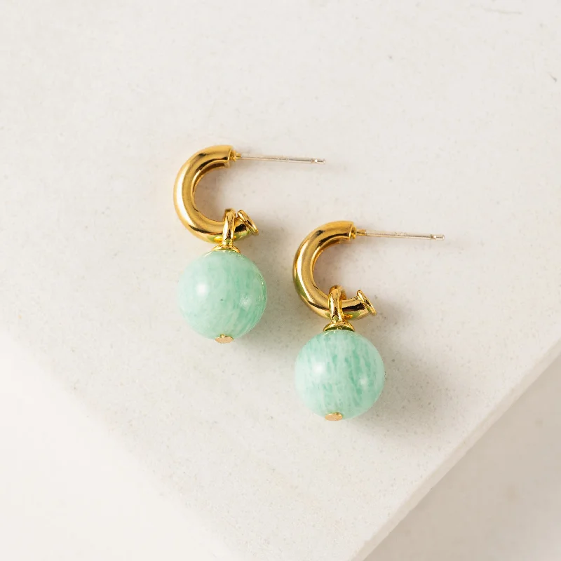 Best hoop earrings with custom engravings for a personalized and meaningful gift-Sorrento Gemstone Hoop Earrings Amazonite