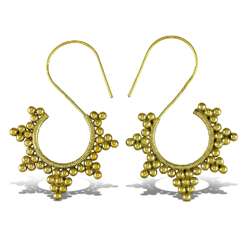 Hoop earrings with satin finishes for a smooth and elegant appearance-<span>BRE-025<span>: </span></span>Gold Star Curls