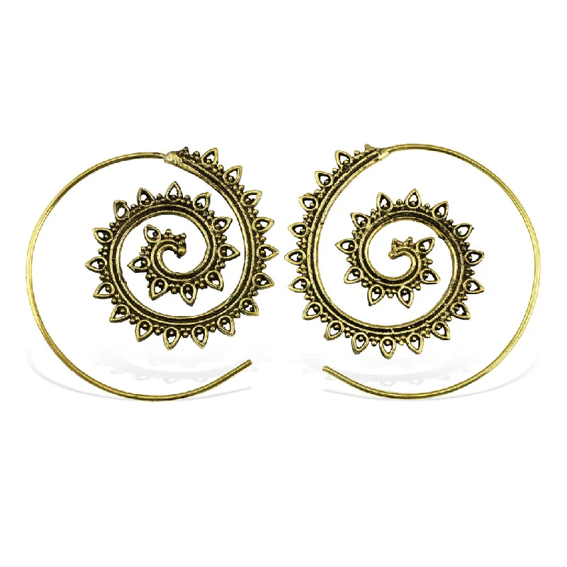 Hoop earrings with hammered textures for a boho-chic and rustic vibe-<span>BRE-246<span>: </span></span>Bohemian Spirals