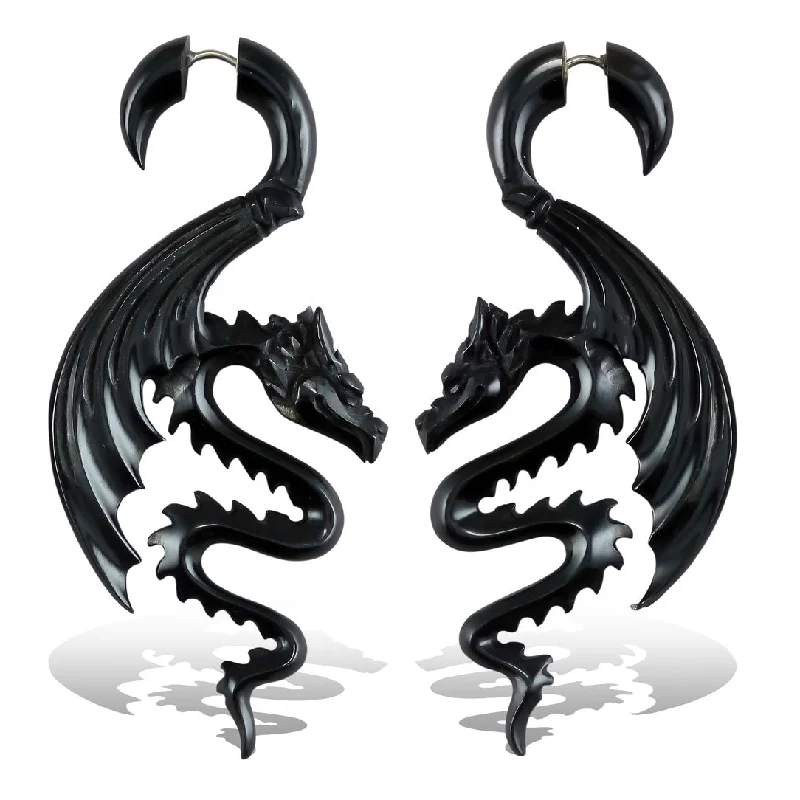 Best hoop earrings with gemstone accents for a colorful and elegant appearance-<span>EFH-108<span>: </span></span>Argon Dragons - Horn