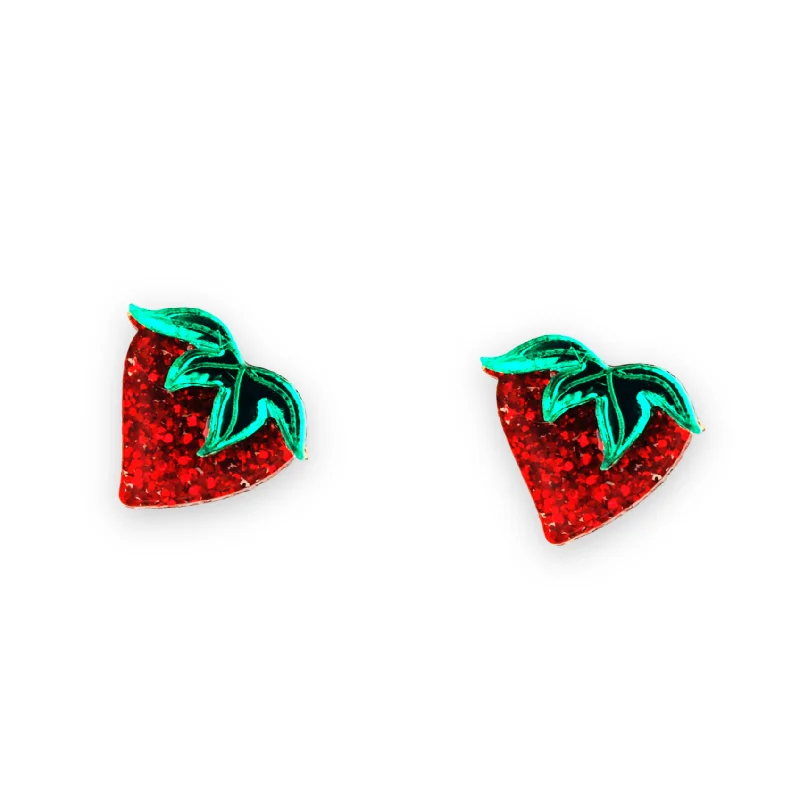 Hoop earrings with dangling charms for a playful and fun look-Strawberry Earrings