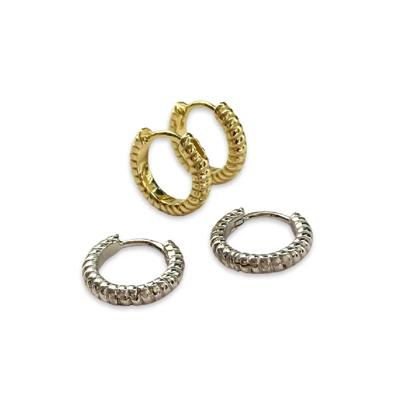 Hoop earrings with spiral designs for a dynamic and fluid look-Thick Striped Huggies