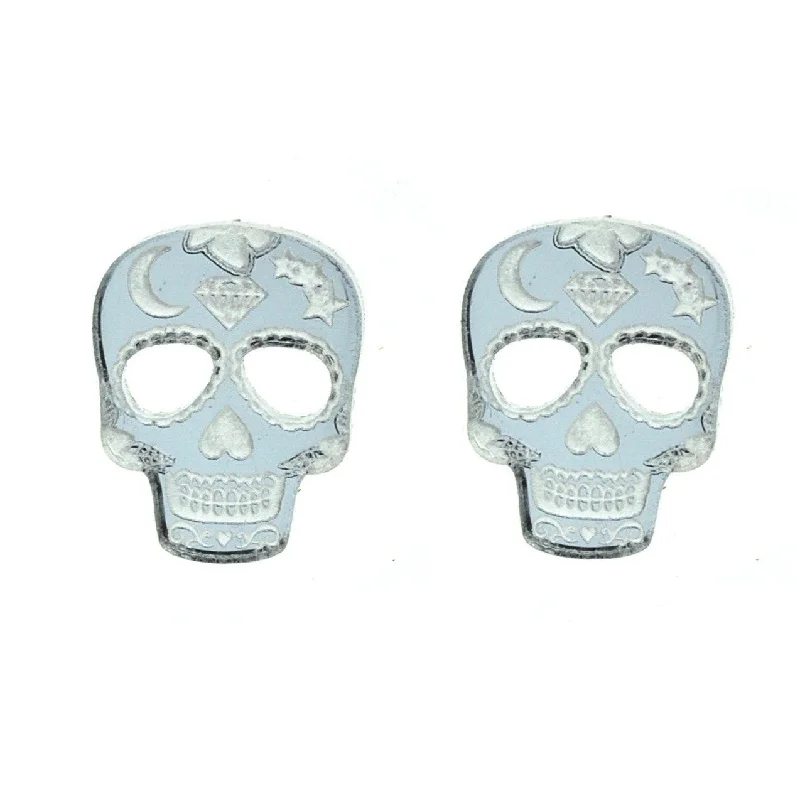 Best hoop earrings with vintage rhinestone embellishments for a retro-glam effect-Sugar Skull Earrings in Mirror Silver