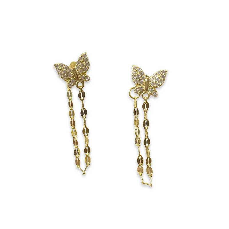 Hoop earrings with polished metal for a shiny and high-quality finish-Sweet Butterfly Chain Earring