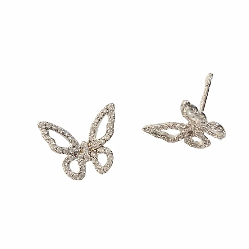 Hoop earrings with a matte finish for a sleek and sophisticated appearance-Sweet Butterfly Sparkle Outline Studs