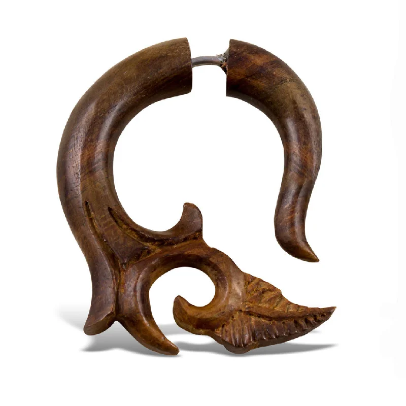 Hoop earrings with intricate designs for a unique and artistic appearance-<span>EFW-320<span>: </span></span>Leaf Tip Curls - Wood