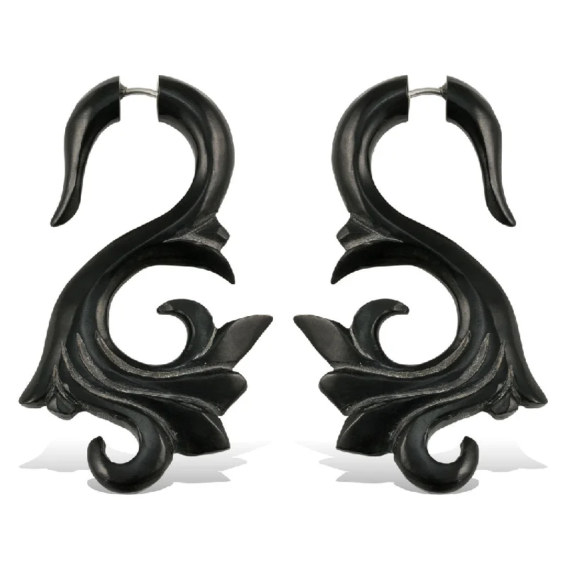 Hoop earrings with a chunky design for a bold and trendy statement-<span>EFH-817<span>: </span></span>Tropic Curls - Horn