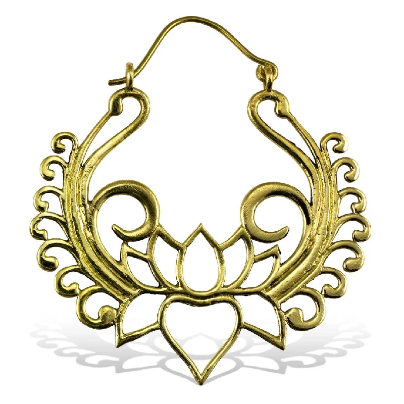 Hoop earrings with pearl accents for a chic and classic style-<span>BRE-254<span>: </span></span>Winged Lotus