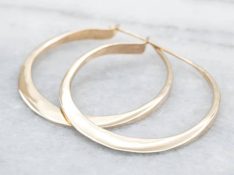 Best hoop earrings with turquoise stones for a bohemian-inspired vibe-Tapered Gold Flat Hoop Earrings