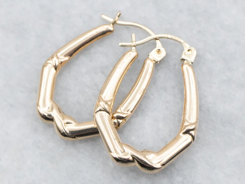 Best hoop earrings with delicate chain details for a trendy and stylish design-Yellow Gold Hollow Geometric Hoop Earrings