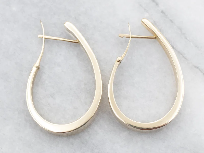 Best hoop earrings with textured silver for a rustic and organic finish-Yellow Gold Tapered Hoop Earrings