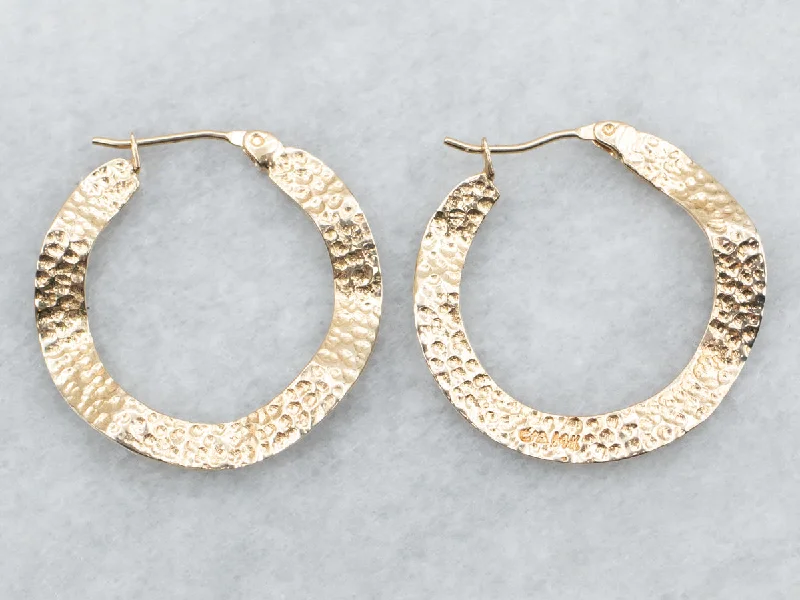 Best hoop earrings with braided leather for a rustic, stylish finish-Textured Wave Hoop Earrings